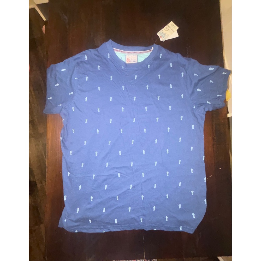 Swiss Cross Mens Seahorse Print T-Shirt Blue Short Sleeve Cotton Tee NWT L